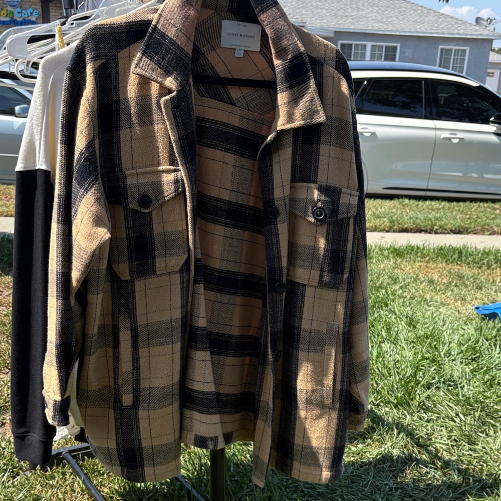 Lucky Brand Lightweight Black and Tan Shirt Jacket